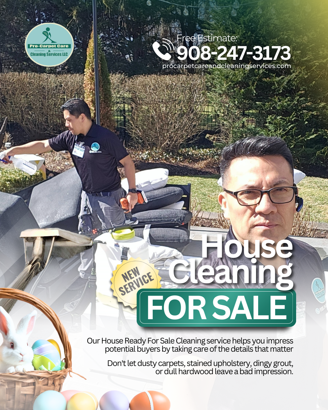 Small business owner using social media for cleaning services